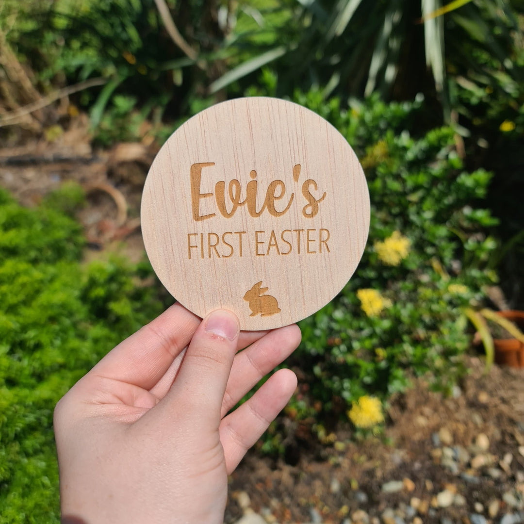 Personalised First Easter Plaque Round
